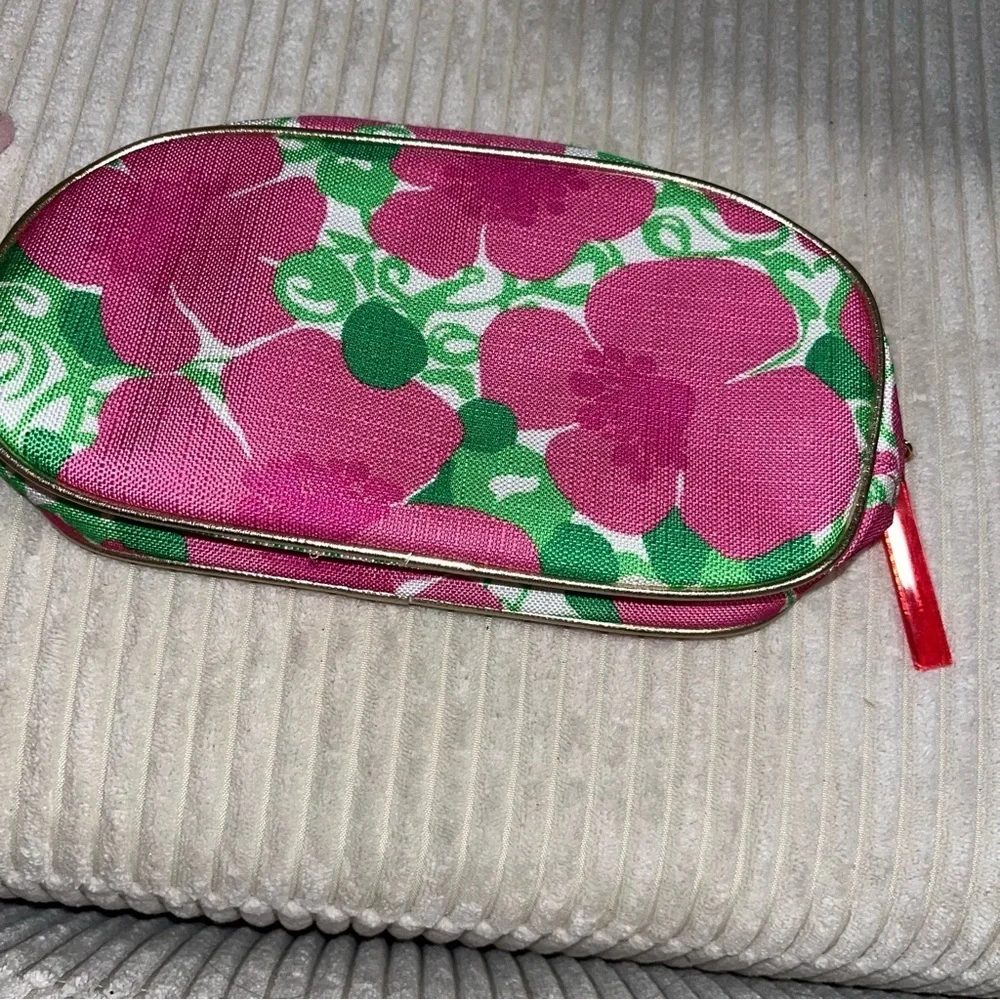 Lilly Pulitzer Estée Lauder pink flower floral cosmetic makeup bag pouch…